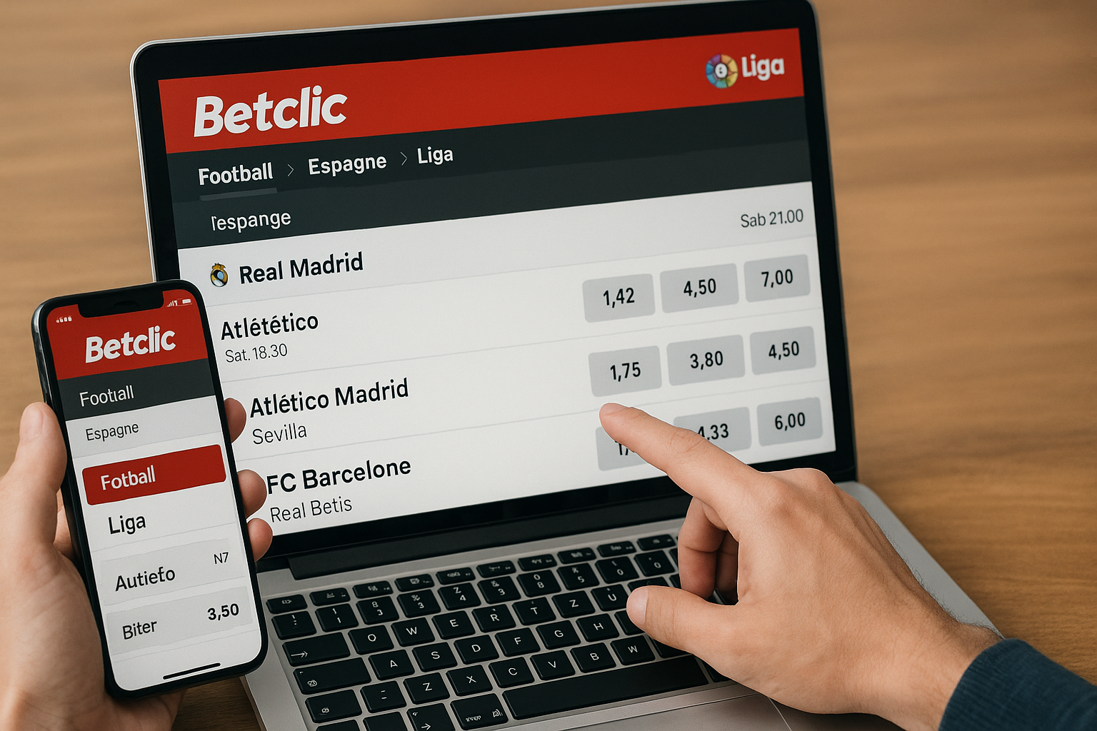 Interface de paris sportifs Betclick - La Liga