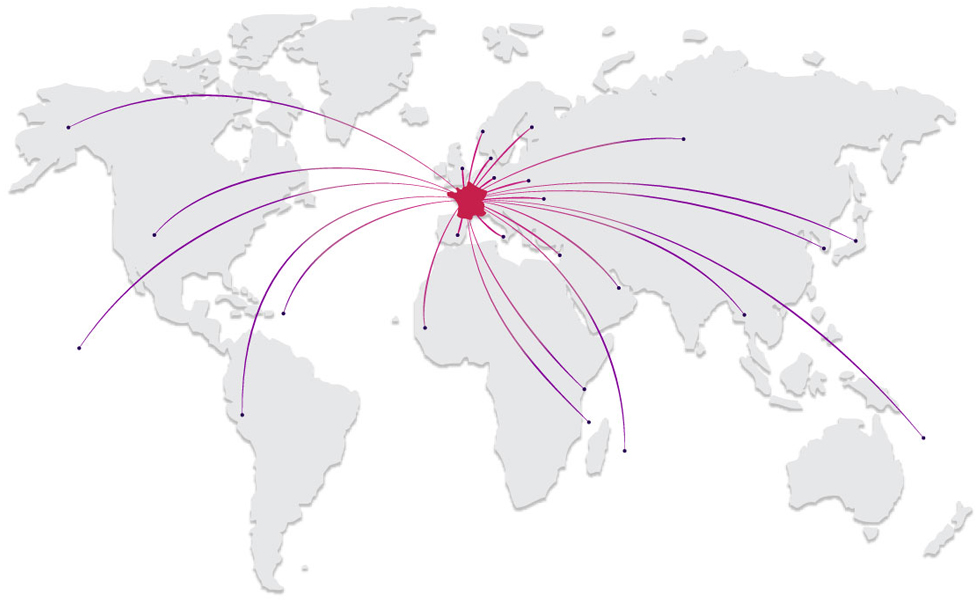 Carte du monde avec les implantations de la marque JBM